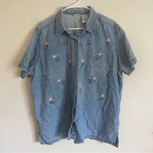 Bobbie brooks Embroidered Light Blue Denim Short-Sleeve Shirt